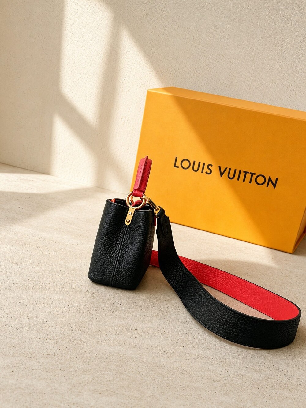 Louis Vuitton Black and Red Taurillon Capucines Mini Top Handle Bag - Picture 6 of 6